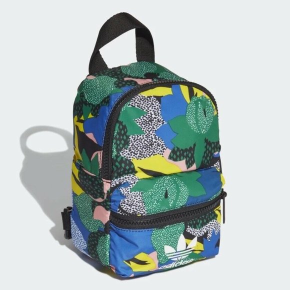 Adidas Mini Backpack W/ Adjustable Straps Multicolor Small Floral Stylish Bag - Picture 5 of 10